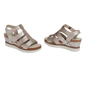 OTBT New Moon Metallic Silver Strappy Wedge Sandals-Size 9